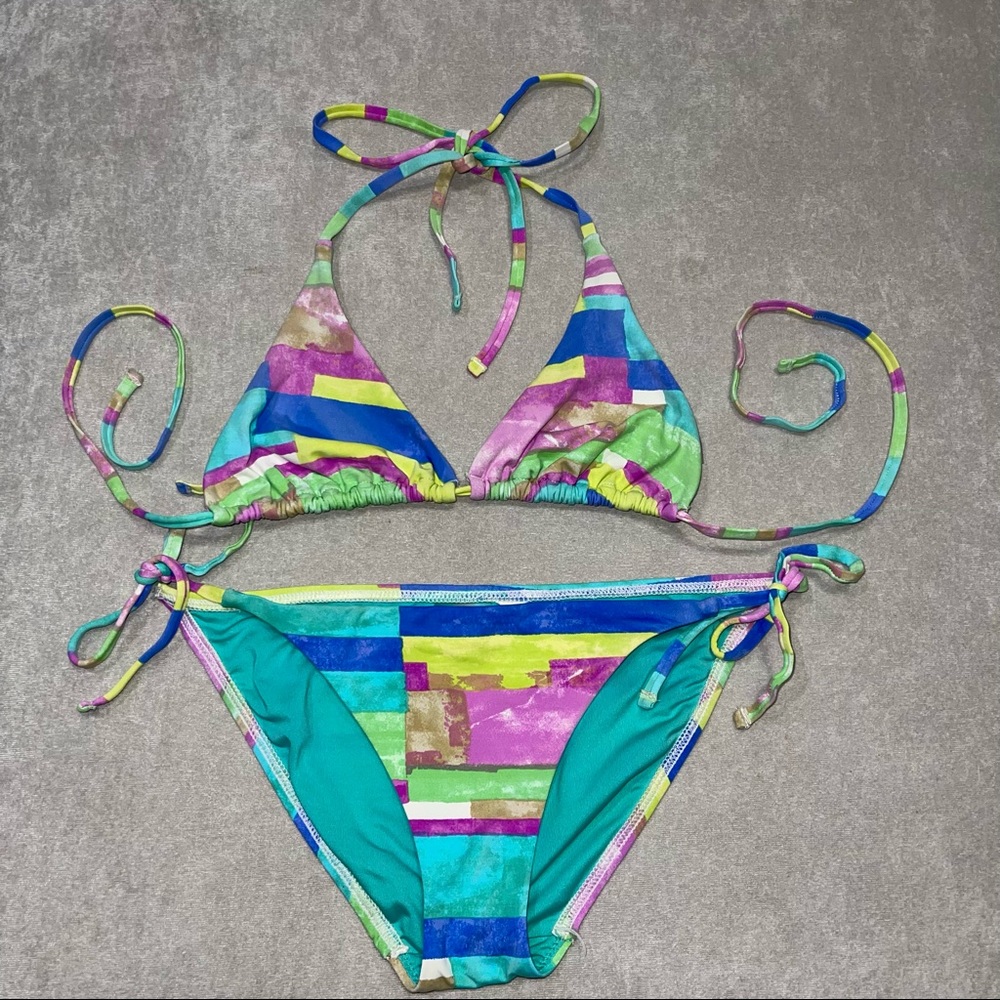 Echo Multi Colored Retro String Bikini. Adjustabl… - image 1